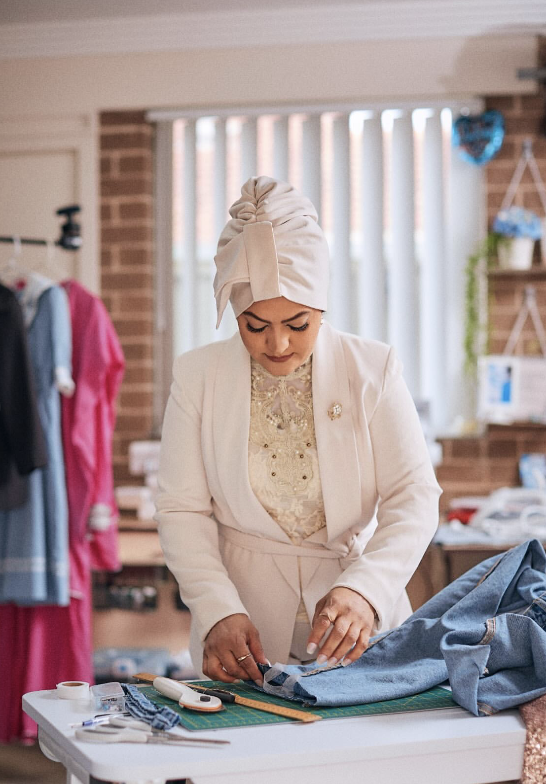 Nooria's tailoring work — traditional garments